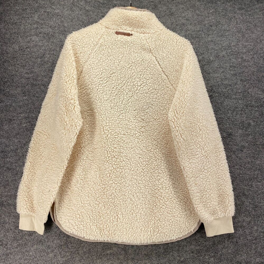 BKE Jacket Women M Medium White Fleece High Neck Long Sleeve Pockets Button - Picture 2 of 7